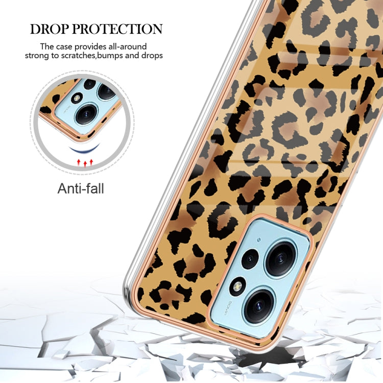 For Xiaomi Redmi Note 12 4G Electroplating Marble Dual-side IMD Phone Case(Leopard Print) - Xiaomi Cases by buy2fix | Online Shopping UK | buy2fix