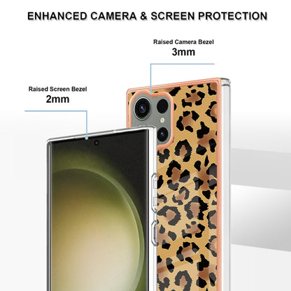 For Samsung Galaxy S23 Ultra 5G Electroplating Marble Dual-side IMD Phone Case(Leopard Print) - Galaxy S23 Ultra 5G Cases by buy2fix | Online Shopping UK | buy2fix