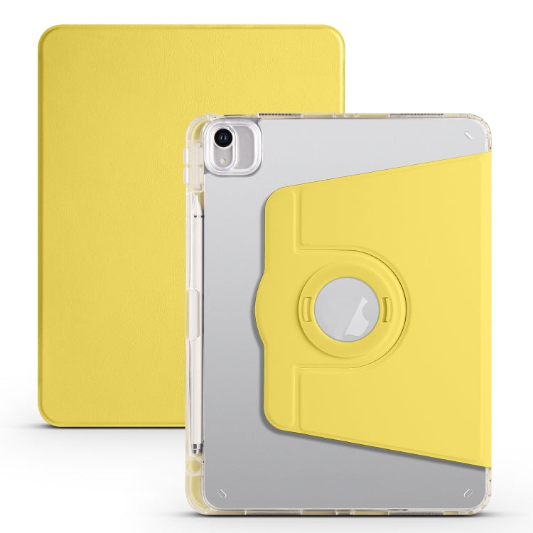 For iPad Air 13 2024 Clear Acrylic 360 Rotation Detachable Leather Tablet Case(Yellow) - iPad Air 13 2024 Cases by buy2fix | Online Shopping UK | buy2fix