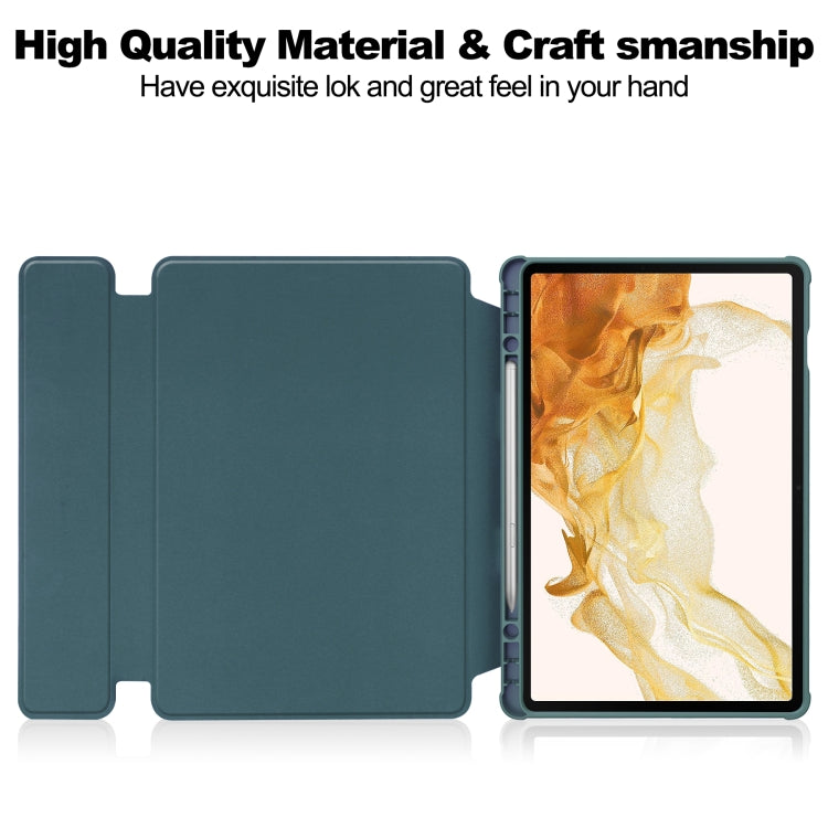 For Samsung Galaxy Tab S9+ 360 Rotation Transparent Smart Leather Case with Keyboard(Dark Green) - Galaxy Tab S9+ Cases by buy2fix | Online Shopping UK | buy2fix