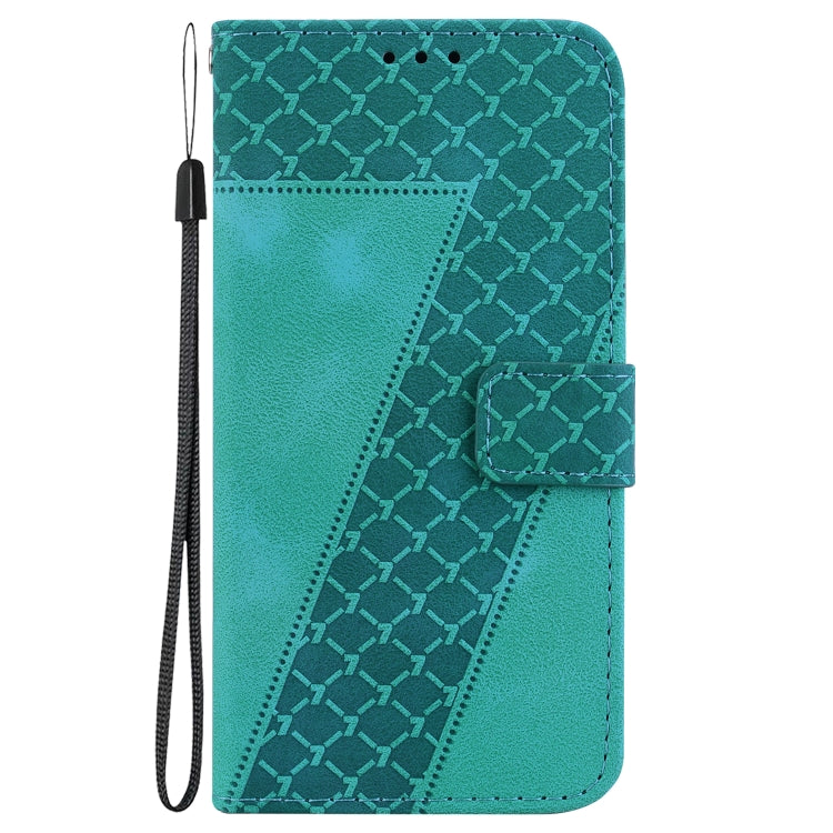 For Motorola Moto G Play 4G 2024 Seven-shaped Embossed Leather Phone Case(Green) - Motorola Cases by buy2fix | Online Shopping UK | buy2fix