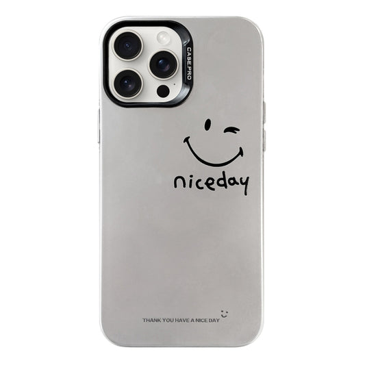 For iPhone 16 Pro Electroplated Silver Series PC Protective Phone Case(Simple Smiley Face) - iPhone 16 Pro Cases by buy2fix | Online Shopping UK | buy2fix