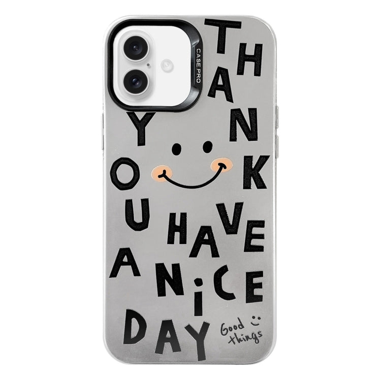 For iPhone 16 Electroplated Silver Series PC Protective Phone Case(Cute Smiley Face) - iPhone 16 Cases by buy2fix | Online Shopping UK | buy2fix