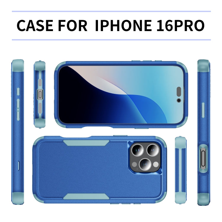 For iPhone 16 Pro Commuter Shockproof TPU + PC Phone Case(Royal Blue+Grey Green) - iPhone 16 Pro Cases by buy2fix | Online Shopping UK | buy2fix