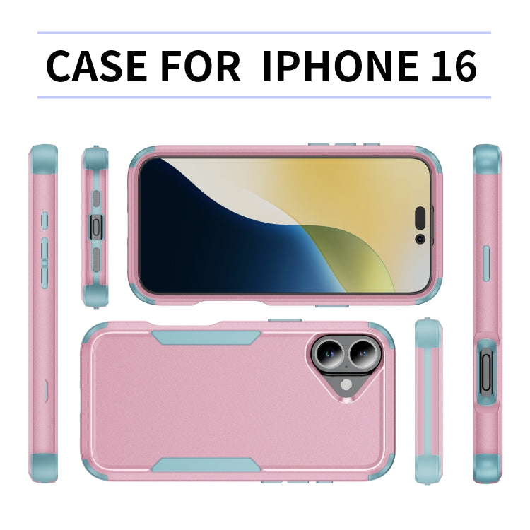 For iPhone 16 Commuter Shockproof TPU + PC Phone Case(Pink+Grey Green) - iPhone 16 Cases by buy2fix | Online Shopping UK | buy2fix