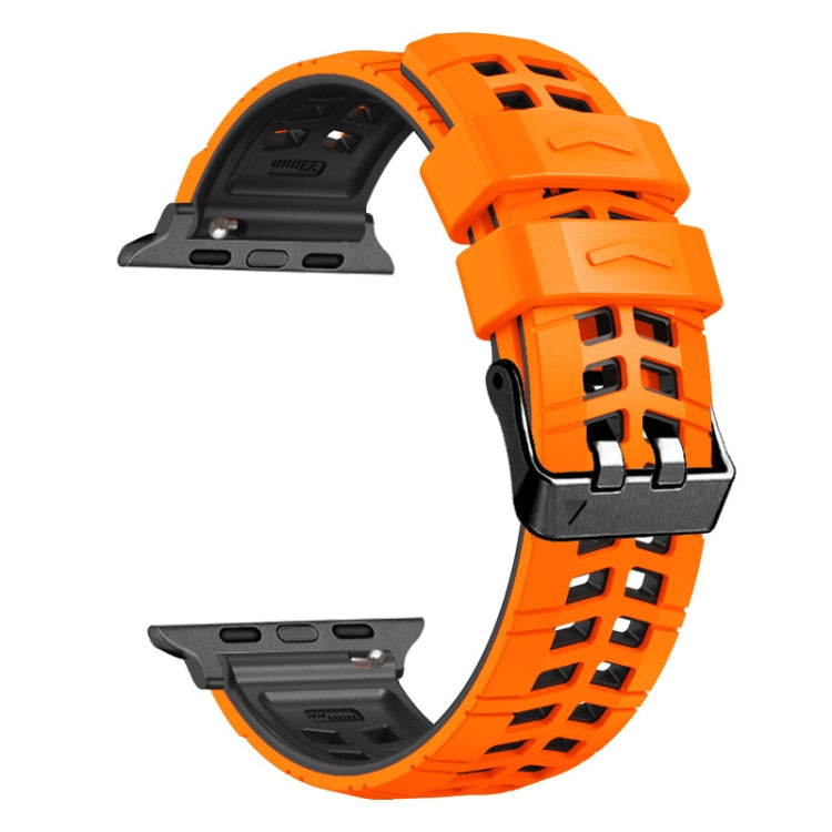 For Apple Watch SE 40mm Twill Dual-row Buckle Silicone Watch Band(Orange Black) - Watch Bands by buy2fix | Online Shopping UK | buy2fix