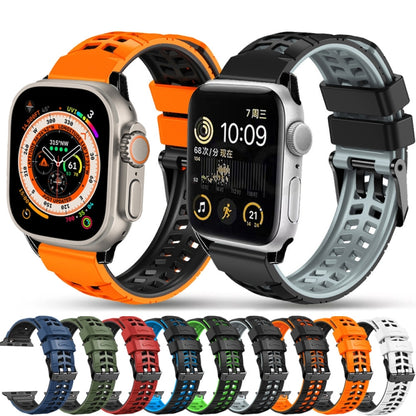 For Apple Watch Series 6 40mm Twill Dual-row Buckle Silicone Watch Band(Orange Black) - Watch Bands by buy2fix | Online Shopping UK | buy2fix