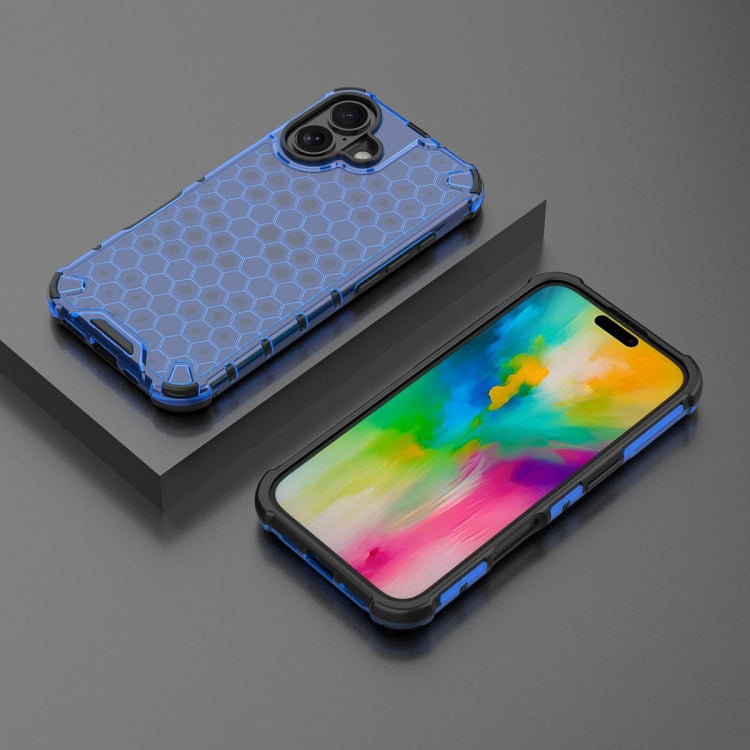 For iPhone 16 Plus Honeycomb Shockproof Phone Case(Blue) - iPhone 16 Plus Cases by buy2fix | Online Shopping UK | buy2fix