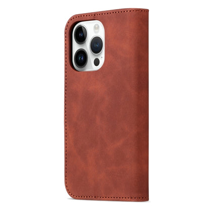 For iPhone 15 Pro Max AZNS Skin Feel Calf Texture Flip Leather Phone Case(Brown) - iPhone 15 Pro Max Cases by AZNS | Online Shopping UK | buy2fix