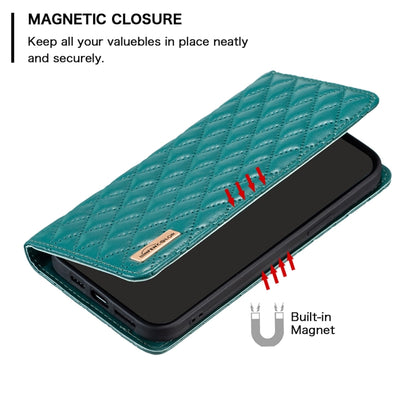 For OPPO A38 4G Diamond Lattice Magnetic Leather Flip Phone Case(Green) - A38 Cases by buy2fix | Online Shopping UK | buy2fix