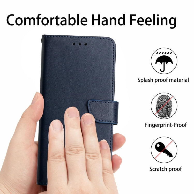 For Motorola Moto G Play 5G 2024 Genuine Leather Fingerprint-proof Horizontal Flip Phone Case(Blue) - Motorola Cases by buy2fix | Online Shopping UK | buy2fix