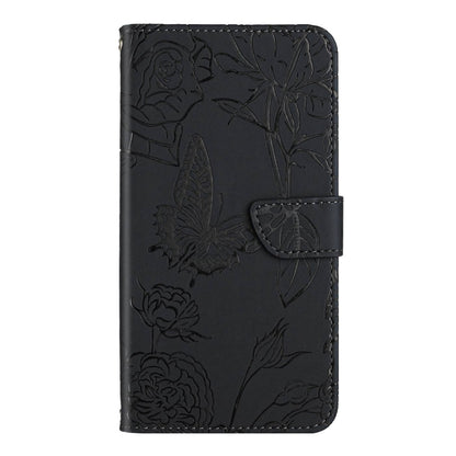 For Motorola Edge 5G 2024 HT03 Skin Feel Butterfly Embossed Flip Leather Phone Case(Black) - Motorola Cases by buy2fix | Online Shopping UK | buy2fix