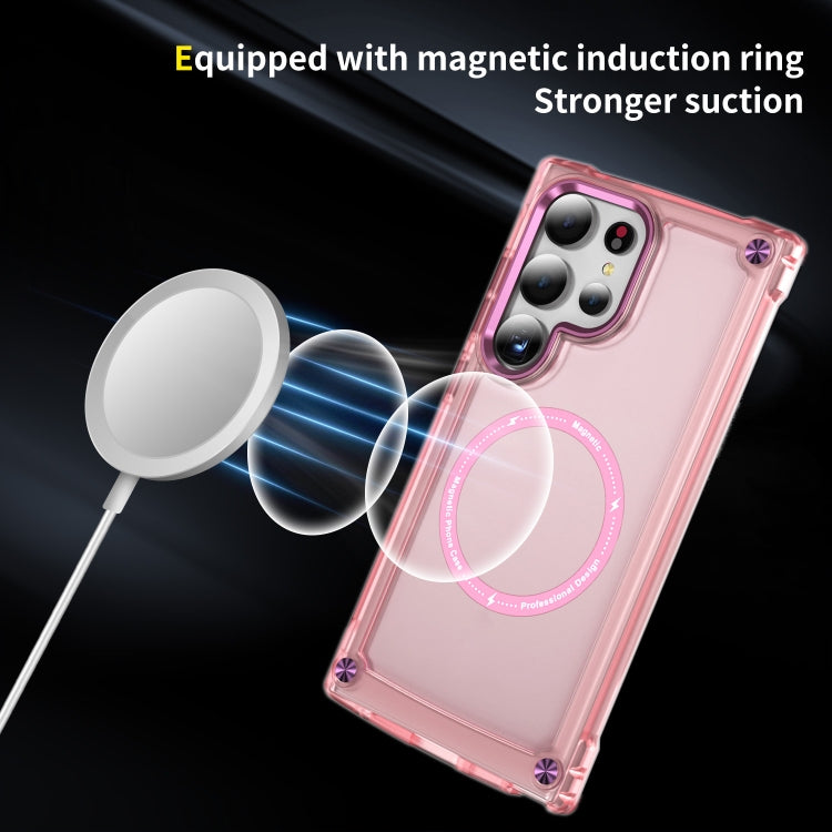 For Samsung Galaxy S25 Ultra 5G Skin Feel TPU + PC MagSafe Magnetic Phone Case(Transparent Pink) - Galaxy S25 Ultra 5G Cases by buy2fix | Online Shopping UK | buy2fix