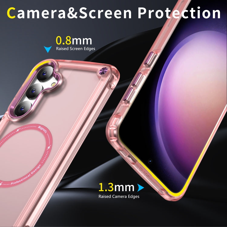 For Samsung Galaxy S25+ 5G Skin Feel TPU + PC MagSafe Magnetic Phone Case(Transparent Pink) - Galaxy S25+ 5G Cases by buy2fix | Online Shopping UK | buy2fix