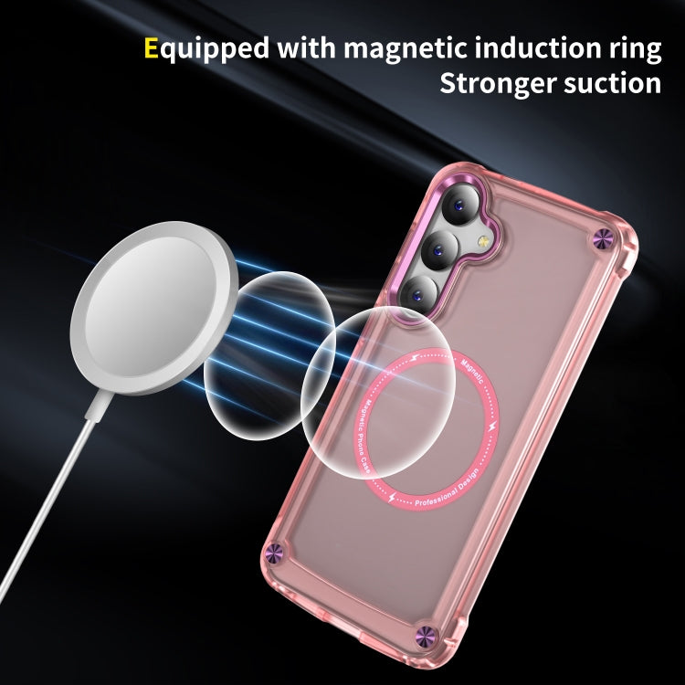 For Samsung Galaxy S25+ 5G Skin Feel TPU + PC MagSafe Magnetic Phone Case(Transparent Pink) - Galaxy S25+ 5G Cases by buy2fix | Online Shopping UK | buy2fix