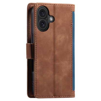 For iPhone 16 Plus Retro Splicing Horizontal Flip Leather Phone Case(Blue) - iPhone 16 Plus Cases by buy2fix | Online Shopping UK | buy2fix