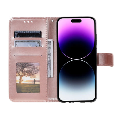 For iPhone 16 Plus Totem Flower Embossed Leather Phone Case(Rose Gold) - iPhone 16 Plus Cases by buy2fix | Online Shopping UK | buy2fix