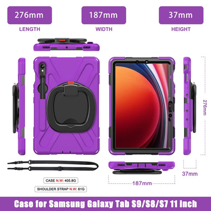 For Samsung Galaxy Tab S9 / S8 / S7 Silicone Hybrid PC Tablet Case with Holder & Shoulder Strap(Purple) - Other Galaxy Tab PC by buy2fix | Online Shopping UK | buy2fix