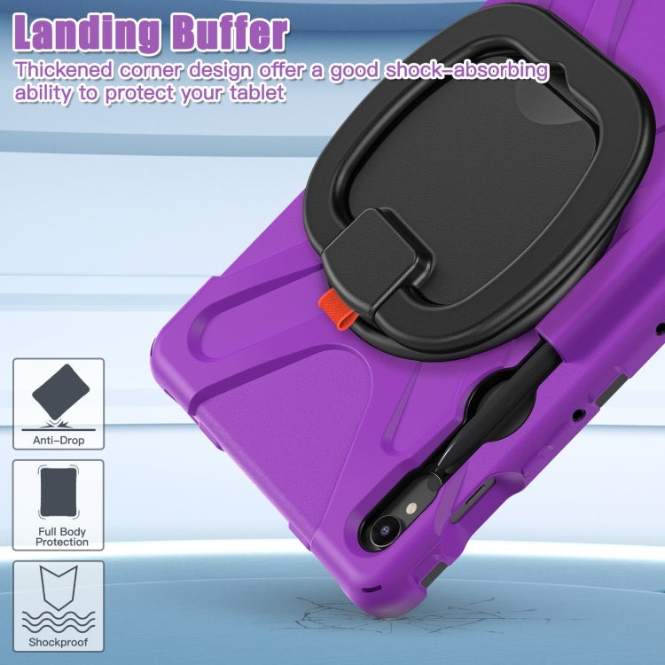 For Samsung Galaxy Tab S9 / S8 / S7 Silicone Hybrid PC Tablet Case with Holder & Shoulder Strap(Purple) - Other Galaxy Tab PC by buy2fix | Online Shopping UK | buy2fix