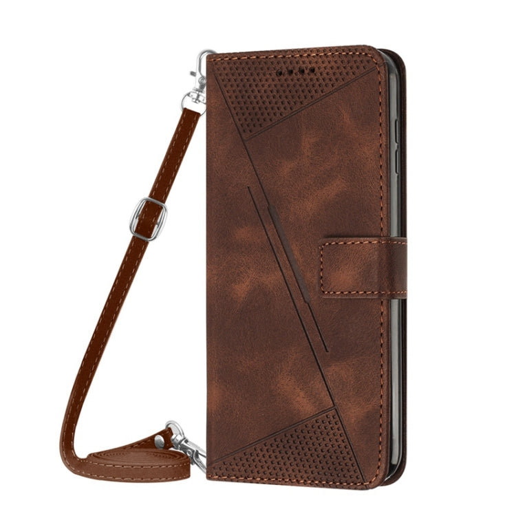 For Samsung Galaxy S22 5G Dream Triangle Leather Phone Case with Long Lanyard(Brown) - Galaxy S22 5G Cases by buy2fix | Online Shopping UK | buy2fix