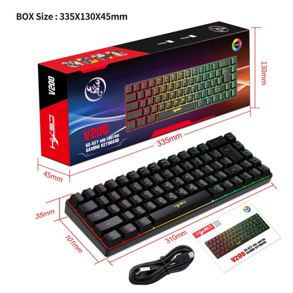 HXSJ V200 Wired RGB Backlit Mechanical Keyboard 68 Key Caps, Cable Length: 1.7m(Black) - Wired Keyboard by HXSJ | Online Shopping UK | buy2fix