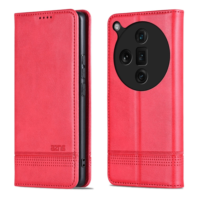 For OPPO Find X7 Ultra AZNS Magnetic Calf Texture Flip Leather Phone Case(Red) - OPPO Cases by AZNS | Online Shopping UK | buy2fix