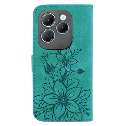 For Infinix Hot 40 / Hot 40 Pro Lily Embossed Leather Phone Case(Green) - Infinix Cases by buy2fix | Online Shopping UK | buy2fix