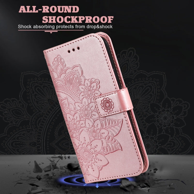 For OnePlus 13 Seven-petal Flowers Embossing Leather Phone Case(Rose Gold) - OnePlus Cases by buy2fix | Online Shopping UK | buy2fix