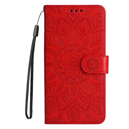 For OnePlus 12 Embossed Sunflower Leather Phone Case(Red) - OnePlus Cases by buy2fix | Online Shopping UK | buy2fix