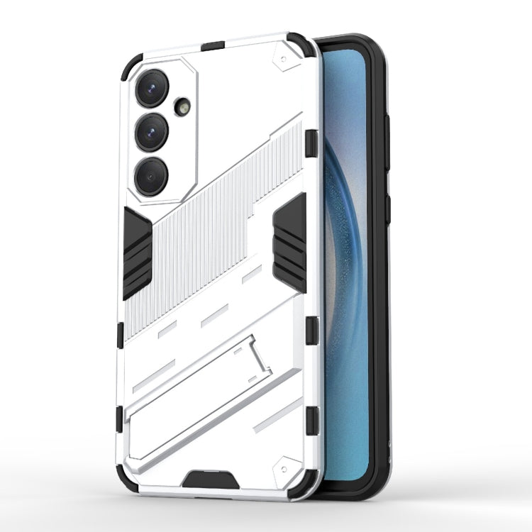 For Samsung Galaxy A55 5G Punk Armor 2 in 1 PC + TPU Shockproof Phone Case with Invisible Holder(White) - Galaxy Phone Cases by buy2fix | Online Shopping UK | buy2fix