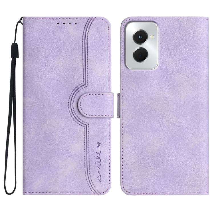 For Motorola Moto G Power 5G 2024 Heart Pattern Skin Feel Leather Phone Case(Purple) - Motorola Cases by buy2fix | Online Shopping UK | buy2fix