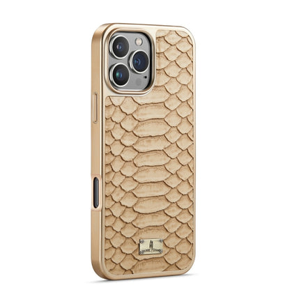 For iPhone 16 Pro Fierre Shann Python Texture Electroplating PU Phone Case(White) - iPhone 16 Pro Cases by FIERRE SHANN | Online Shopping UK | buy2fix