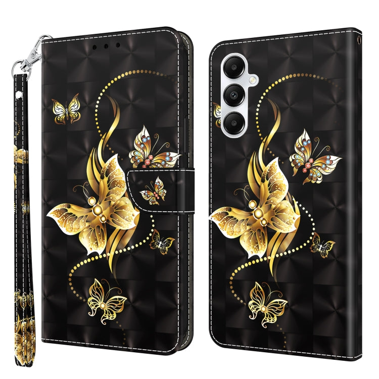 For Samsung Galaxy A05s 3D Painted Leather Phone Case(Golden Swallow Butterfly) - Galaxy Phone Cases by buy2fix | Online Shopping UK | buy2fix