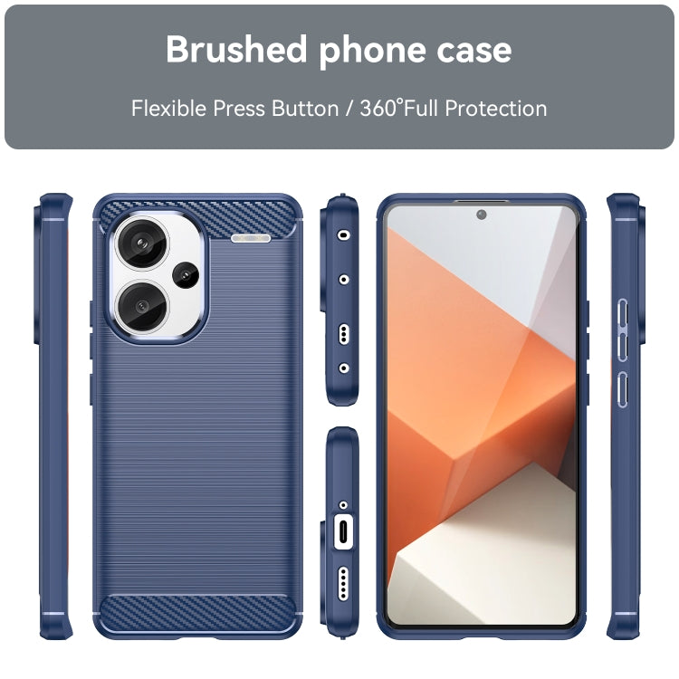 For Xiaomi Redmi Note 13 Pro+ Brushed Texture Carbon Fiber TPU Phone Case(Blue) - Note 13 Pro+ Cases by buy2fix | Online Shopping UK | buy2fix