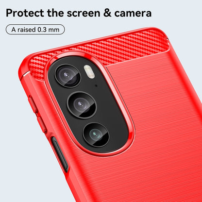 For Motorola Edge+ 2022 Brushed Texture Carbon Fiber TPU Phone Case(Red) - Motorola Cases by buy2fix | Online Shopping UK | buy2fix