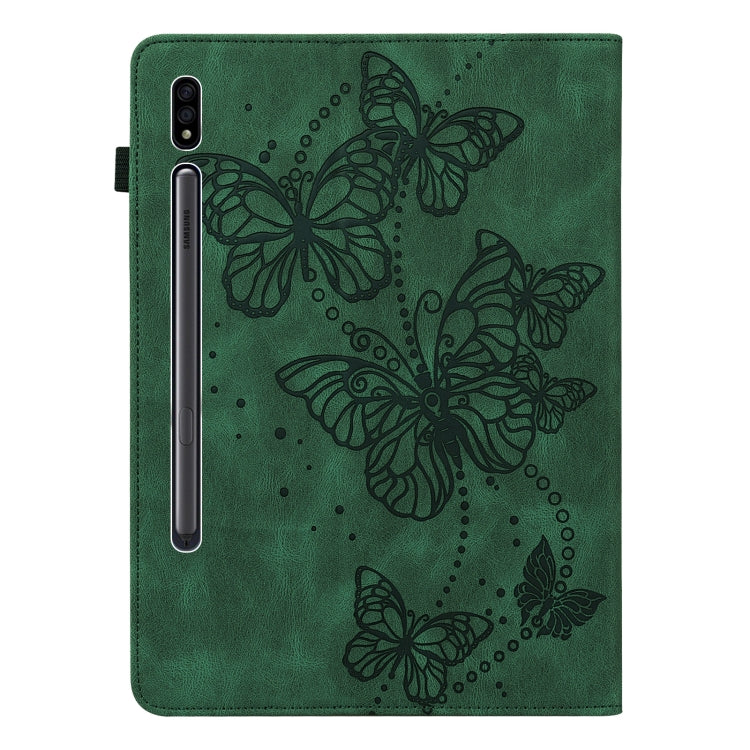 For Samsung Galaxy Tab S9 Embossed Butterfly Pattern Leather Tablet Case(Green) - Galaxy Tab S9 Cases by buy2fix | Online Shopping UK | buy2fix