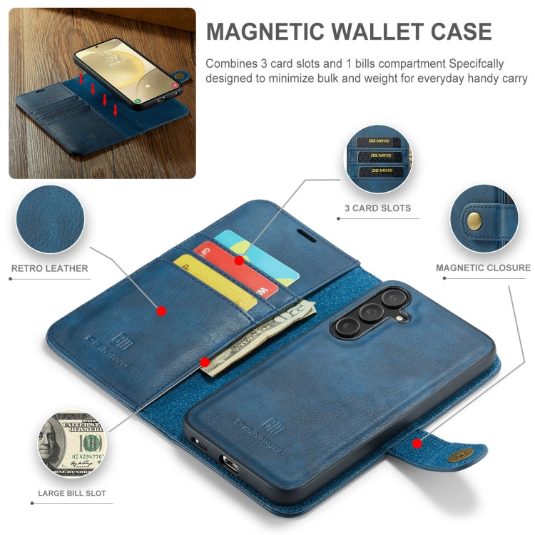 For Samsung Galaxy S24+ 5G DG.MING Crazy Horse Texture Detachable Magnetic Leather Case(Blue) - Galaxy S24+ 5G Cases by DG.MING | Online Shopping UK | buy2fix