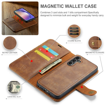 For Samsung Galaxy A35 5G DG.MING Crazy Horse Texture Detachable Magnetic Leather Case(Brown) - Galaxy Phone Cases by DG.MING | Online Shopping UK | buy2fix