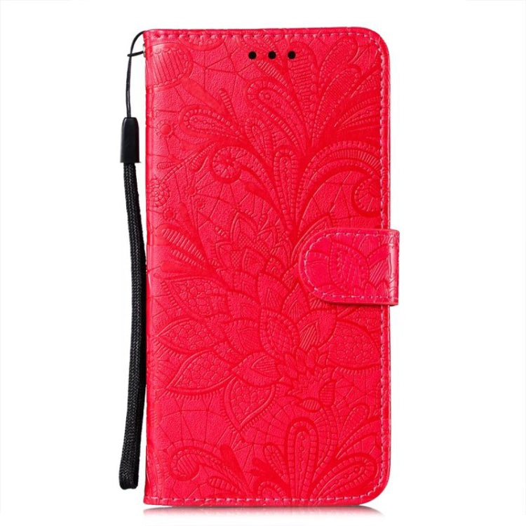 For iPhone 16 Pro Lace Flower Embossing Flip Leather Phone Case(Red) - iPhone 16 Pro Cases by buy2fix | Online Shopping UK | buy2fix