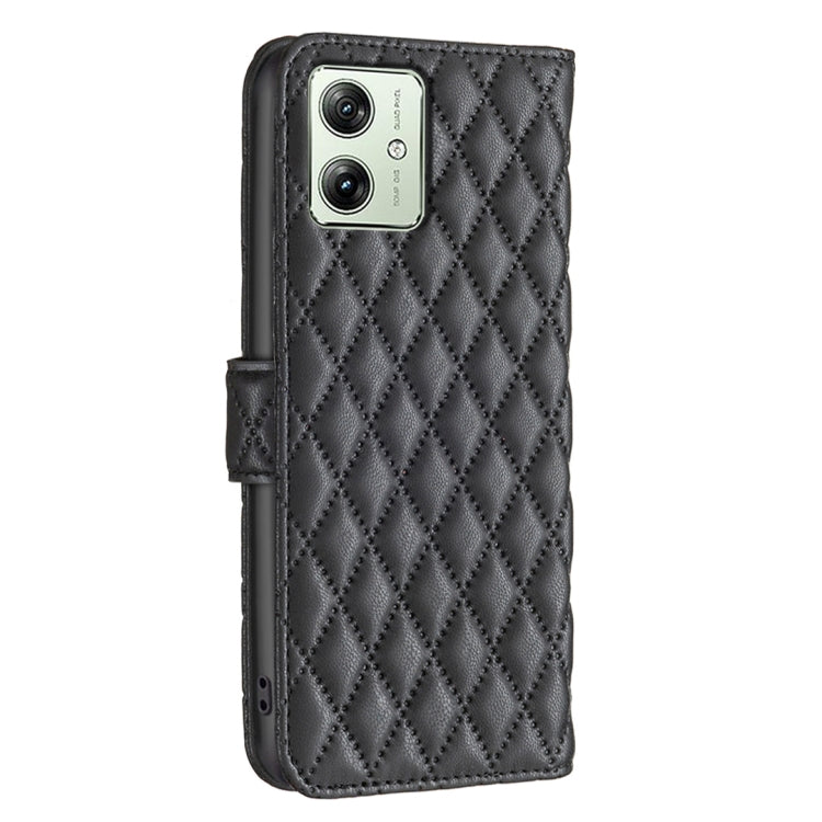 For Motorola Moto G54 5G EU Edition Diamond Lattice Wallet Flip Leather Phone Case(Black) - Motorola Cases by buy2fix | Online Shopping UK | buy2fix