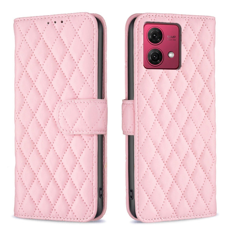 For Motorola Moto G84 Diamond Lattice Wallet Flip Leather Phone Case(Pink) - Motorola Cases by buy2fix | Online Shopping UK | buy2fix