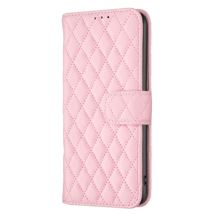 For Motorola Moto G34 5G Diamond Lattice Wallet Flip Leather Phone Case(Pink) - Motorola Cases by buy2fix | Online Shopping UK | buy2fix