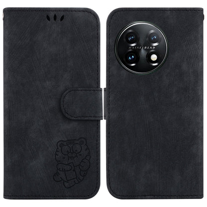 For OnePlus 11 Little Tiger Embossed Leather Phone Case(Black) - OnePlus Cases by buy2fix | Online Shopping UK | buy2fix