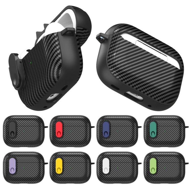 For AirPods 3 Carbon Fiber Texture Wireless Earphones Case with Security Lock(Black) - For AirPods 3 by buy2fix | Online Shopping UK | buy2fix