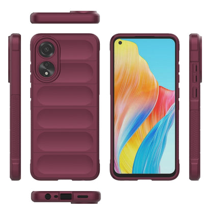 For OPPO A78 4G Global Magic Shield TPU + Flannel Phone Case(Wine Red) - OPPO Cases by buy2fix | Online Shopping UK | buy2fix