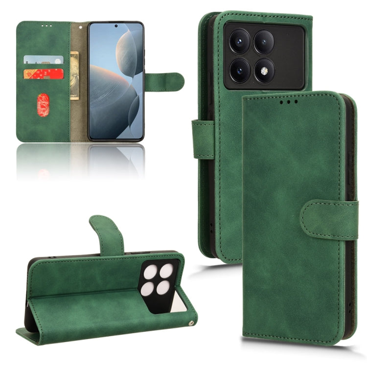 For Xiaomi Redmi K70 / K70 Pro Skin Feel Magnetic Flip Leather Phone Case(Green) - K70 Pro Cases by buy2fix | Online Shopping UK | buy2fix