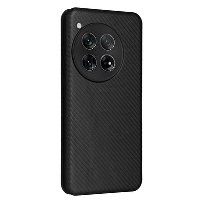 For OnePlus 12 Carbon Fiber Texture Flip Leather Phone Case(Black) - OnePlus Cases by buy2fix | Online Shopping UK | buy2fix