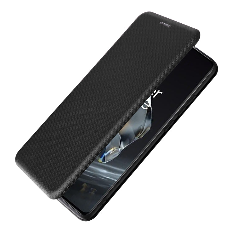 For OnePlus 12 Carbon Fiber Texture Flip Leather Phone Case(Black) - OnePlus Cases by buy2fix | Online Shopping UK | buy2fix