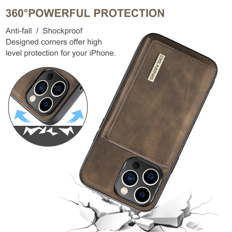 For iPhone 15 Pro DG.MING M1 Series 3-Fold Multi Card Wallet Leather Phone Case(Coffee) - iPhone 15 Pro Cases by DG.MING | Online Shopping UK | buy2fix