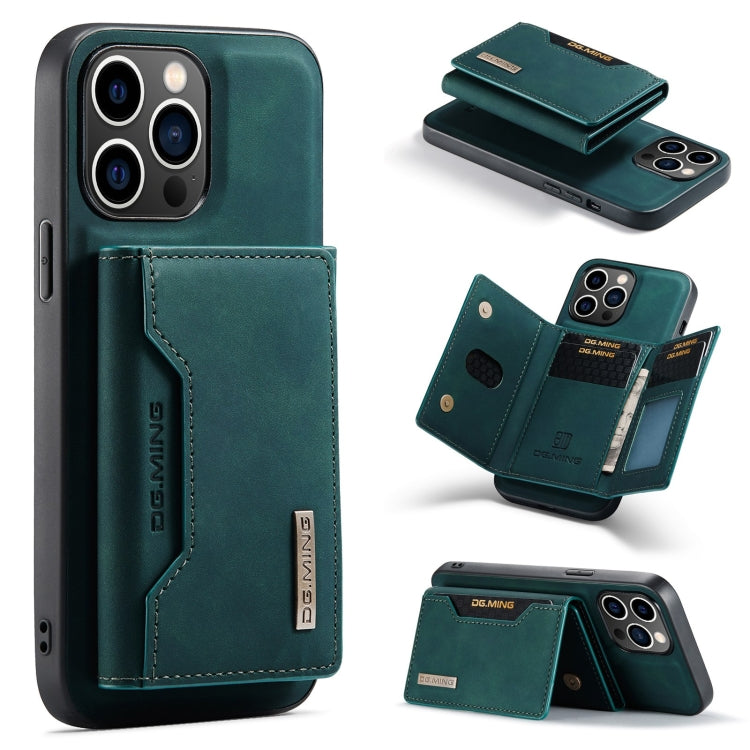 For iPhone 15 Pro DG.MING M2 Series 3-Fold Card Bag Wallet Leather Phone Case(Green) - iPhone 15 Pro Cases by DG.MING | Online Shopping UK | buy2fix